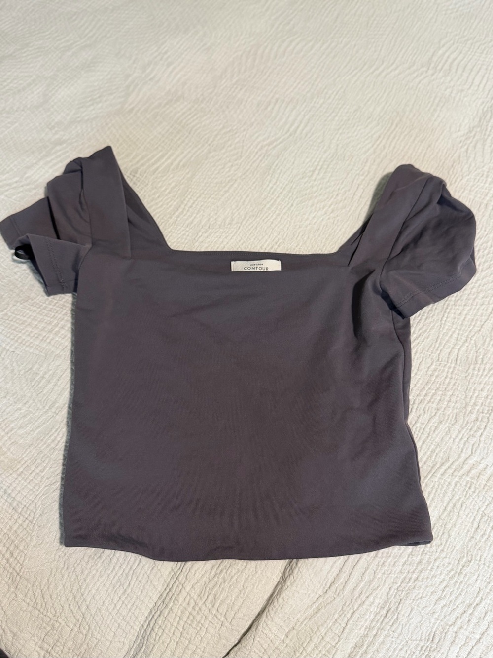 Babaton Charcoal Square-Neck Short Sleeve Top
